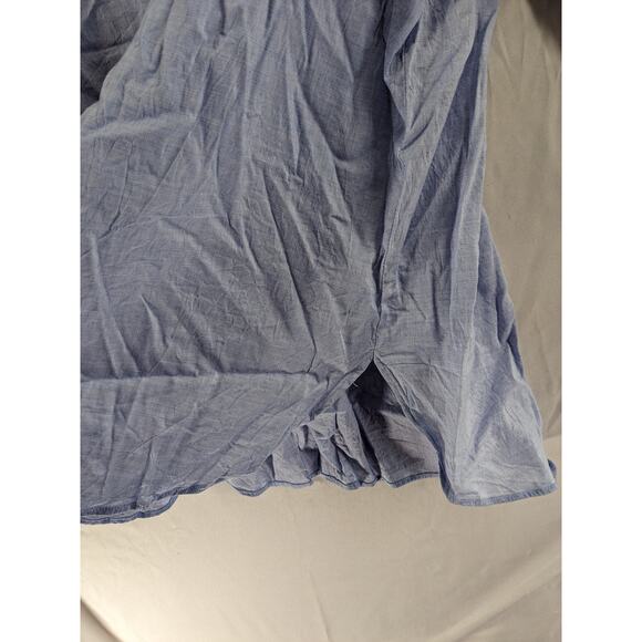 Loft VNeck Blouse L Blue Office Shirt Flowy Long Sleeve Workwear Office Loose - Picture 6 of 9